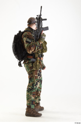 Whole Body Weapons-Rifle Man Pose with machine rifle White Army Athletic Bearded Studio photo references